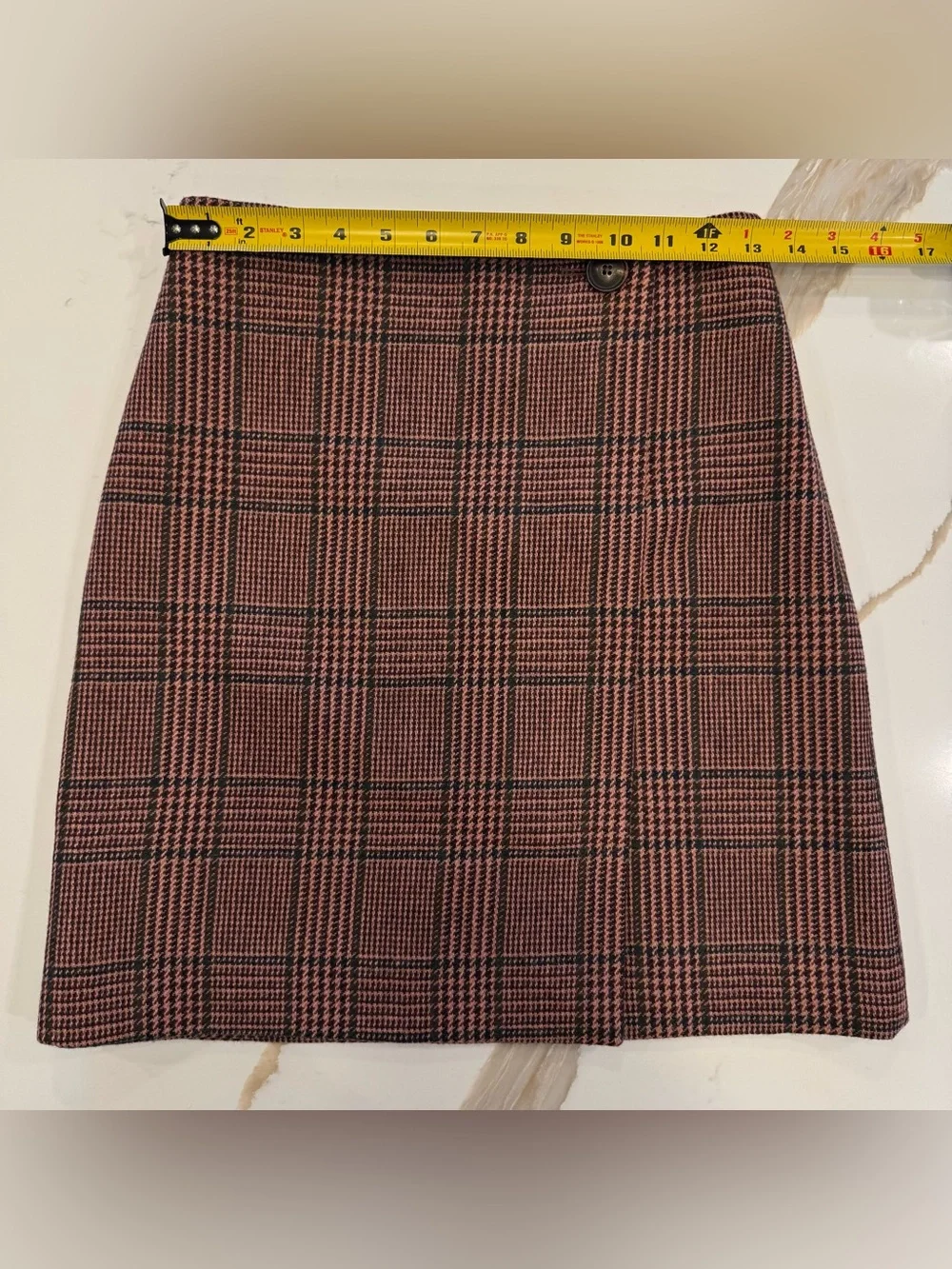 Walker Slater Kim Scottish Wool Tweed Plaid Wrap A-Line Mini Skirt UK 6 US 2